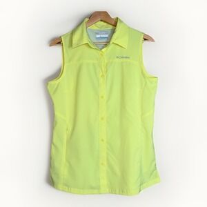 Columbia PFG Omni-Shade UPF 40 Women's Sleeveless Yellow Shirt Size Small